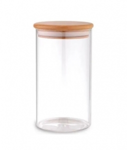 TS2305C Емкость для сыпучих продуктов стекло с бамбук.кр. 10х15см