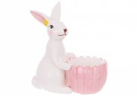 733-583 Підставка для яйця керамічна, 13см, колір - білий з рожевим