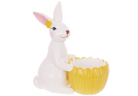 733-584 Підставка для яйця керамічна, 13см, колір - білий з жовтим