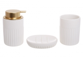 851-331 Набор для ванной (3 предмета): дозатор 350мл, стакан, мыльница, дизайн - белый матовый