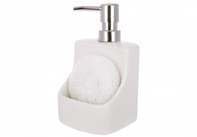 853-158 Дозатор для рідкого мила (засоби для миття посуду) 400мл з місцем для губки, білий матовий